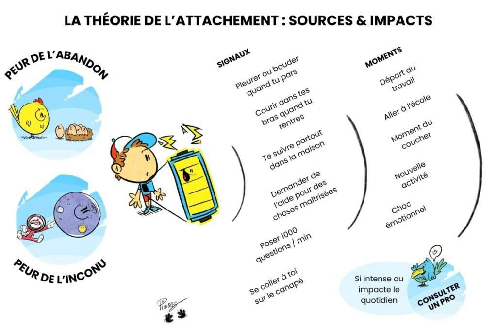 Signaus de la Theorie de l'attachement peur de la séparation peur abandon enfant parent